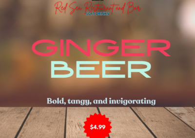 Ginger beer is a naturally fermented, non-alcoholic beverage that combines the spicy kick of ginger with a zesty, effervescent quality. It’s a popular choice for those seeking a bold, invigorating drink with a distinctive flavor profile. Spicy, tangy, refreshing Ingredients: Ginger beer Taste: Ginger beer features a strong, spicy ginger flavor with a sharp, tangy bite that’s balanced by a hint of sweetness. The carbonation adds a refreshing fizz, enhancing the bold ginger taste and giving it a lively, crisp finish. Allergens: None specified Price: $4.99 ALT text: Spicy, non-alcoholic fermented beverage with a strong ginger flavor and refreshing carbonation. Bold, tangy, and invigorating